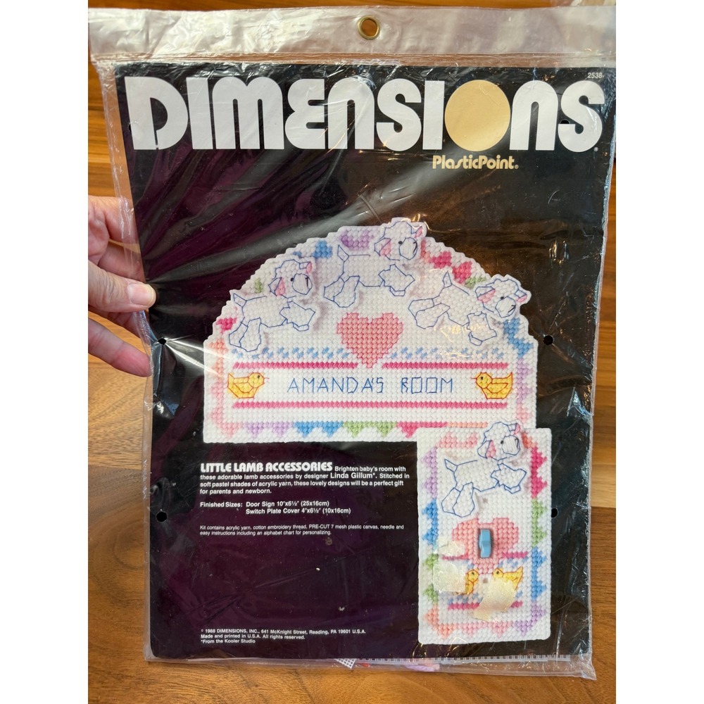 VTG Dimensions Baby Nursery Plastic Canvas Needlepoint Kit Pink Blue Baby Crafts